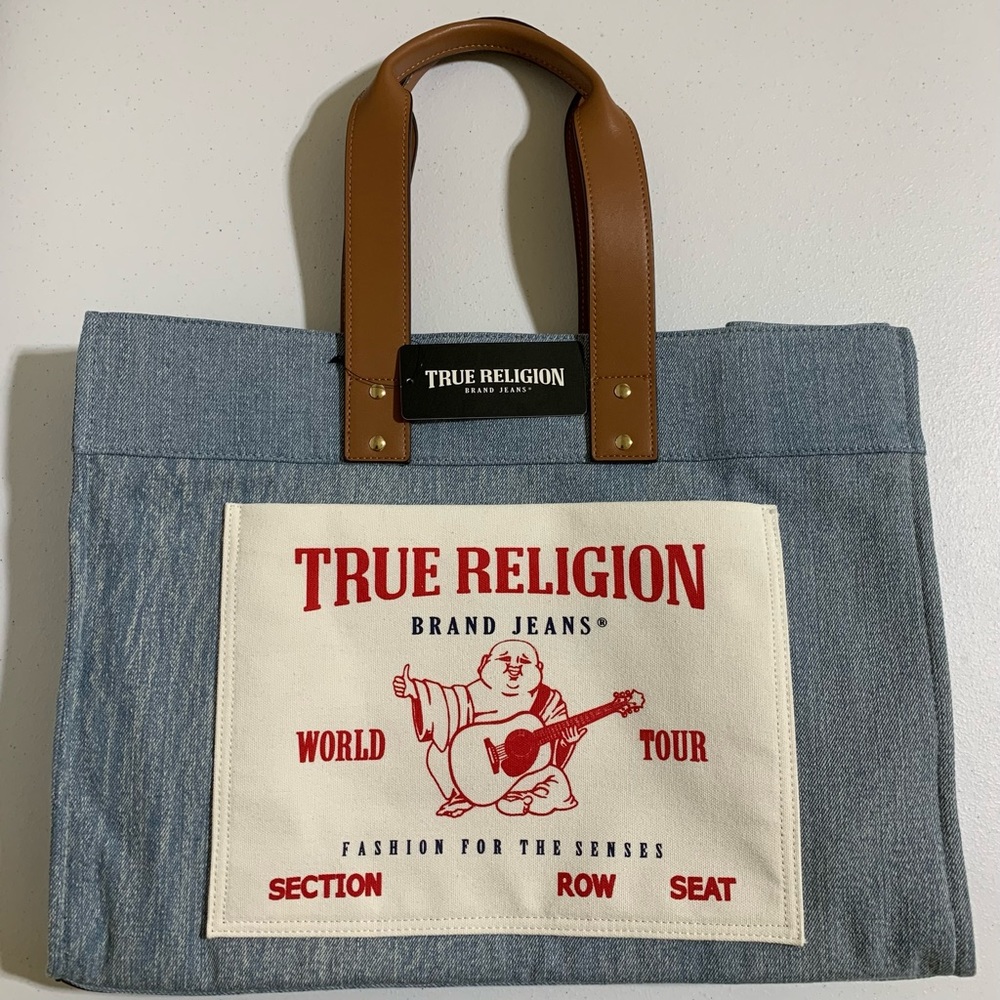 True Religion Large Denim Logo Tote Bag-NWT